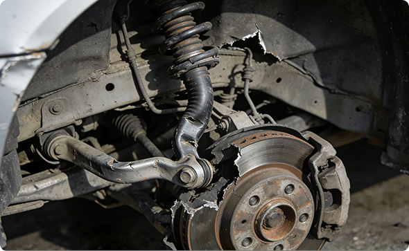 サスペンション周辺の損傷