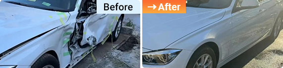 BMW 3シリーズ 左側面ドア・フェンダー修理事例