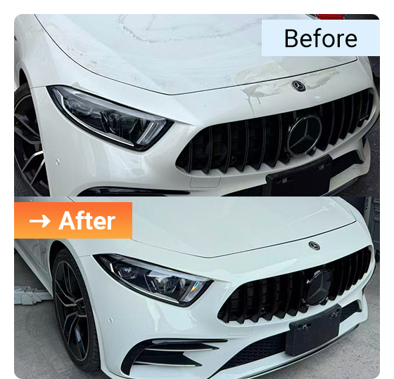 ベンツ CLS53 ボンネット酸液損傷 8時間修復