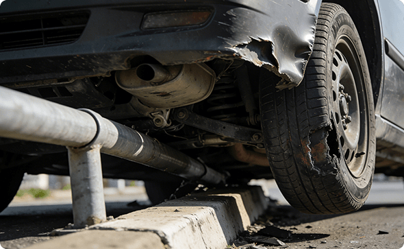 縁石・ガードレールへの強い接触