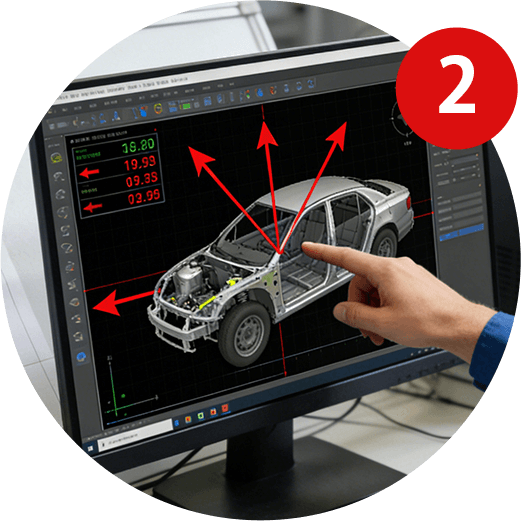 歪みの方向・ 数値を確認