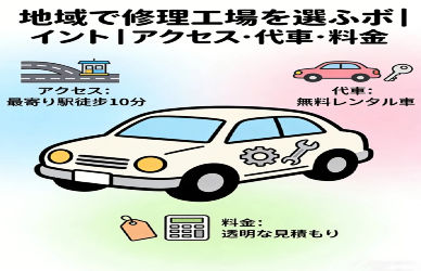 地域で修理工場を選ぶポイント｜アクセス・代車・料金